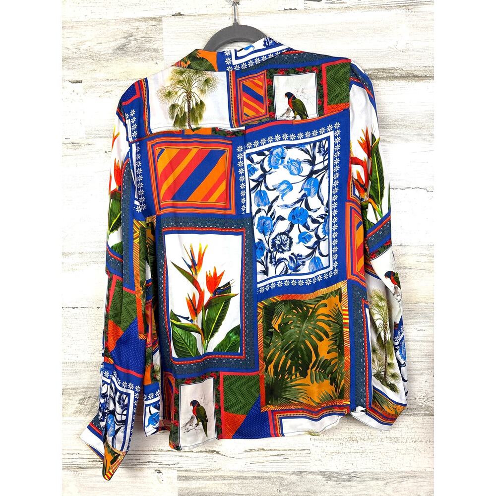 ECRU Womens L Multicolor Patchwork Boho Silky Vis… - image 2